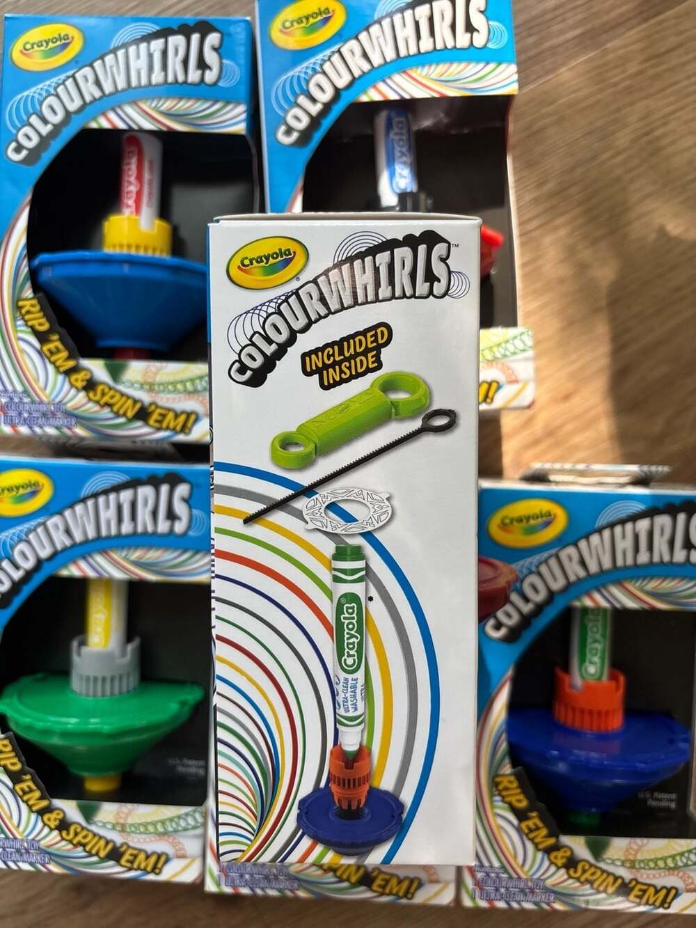 Crayola Colourwhirls Rip 'Em & Spin 'Em Spinning Top Toy Set of 6 - Picture 5 of 6